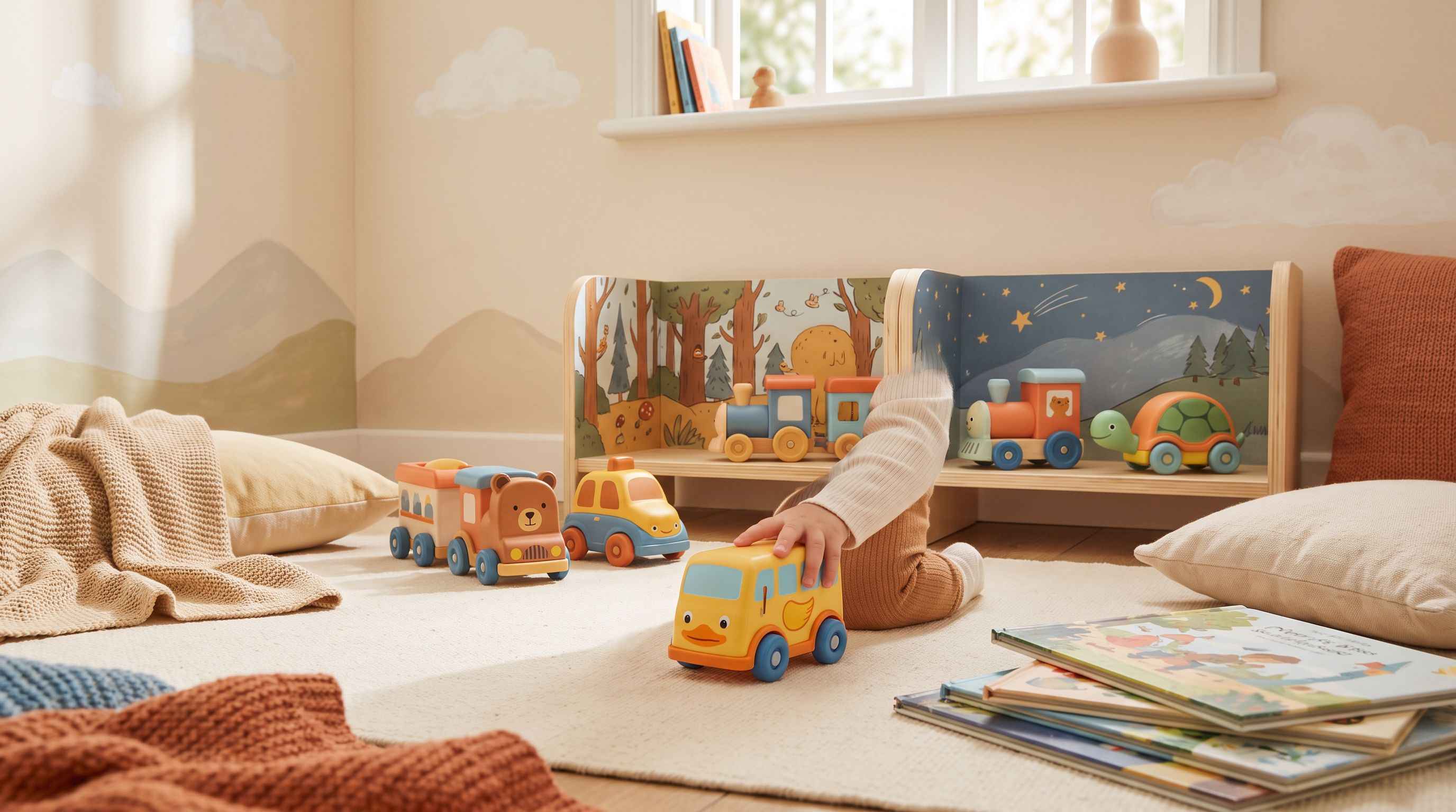 Enfant jouant avec des voitures jouets Jouetvoiture